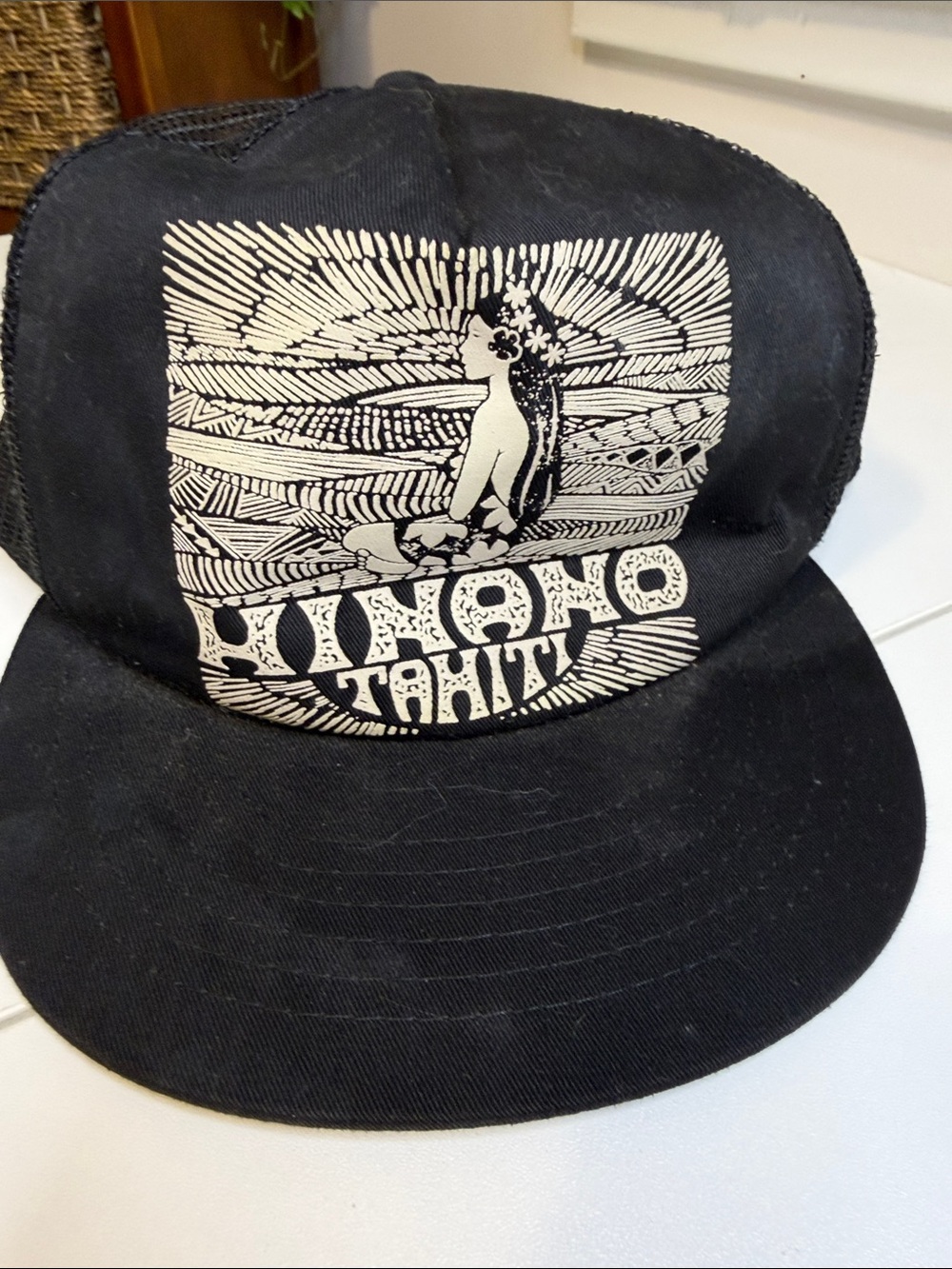 Vintage Hinano Tahiti Vahine Beer Trucker Hat Black Mesh Snapback Cap